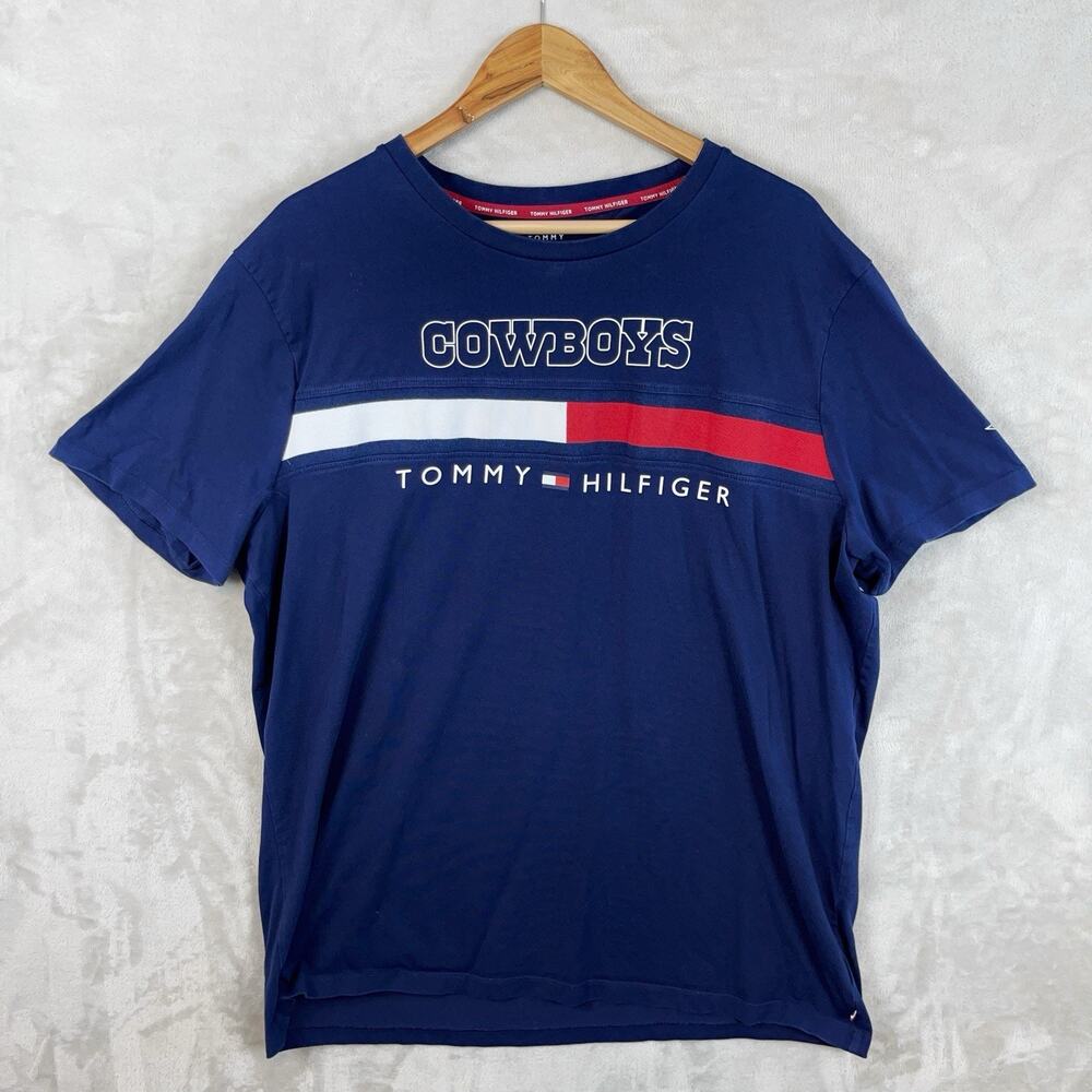 Tommy Hilfiger Dallas Cowboys NFL T Shirt Men's XL Navy Blue Stretch Blokecore